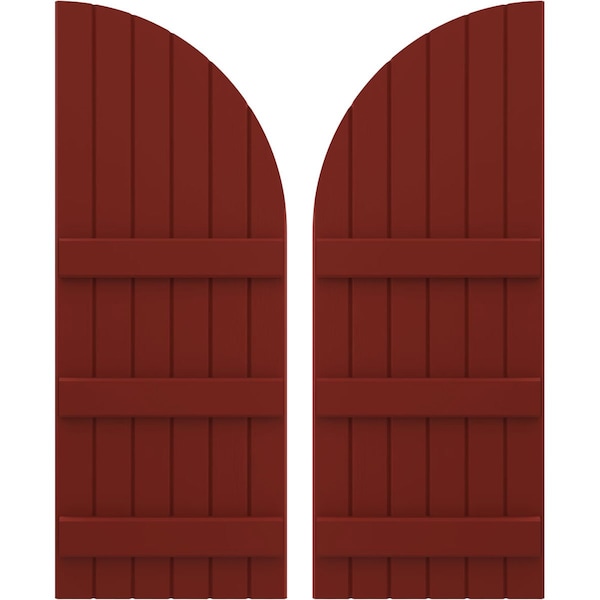 Ekena Millwork Americraft 6-Board (3 Batten) Wood Joined Board-n-Batten Shutters w/ Arch Top, ARW401BQ621X77MRH, PR ARW401BQ621X77MRH - main